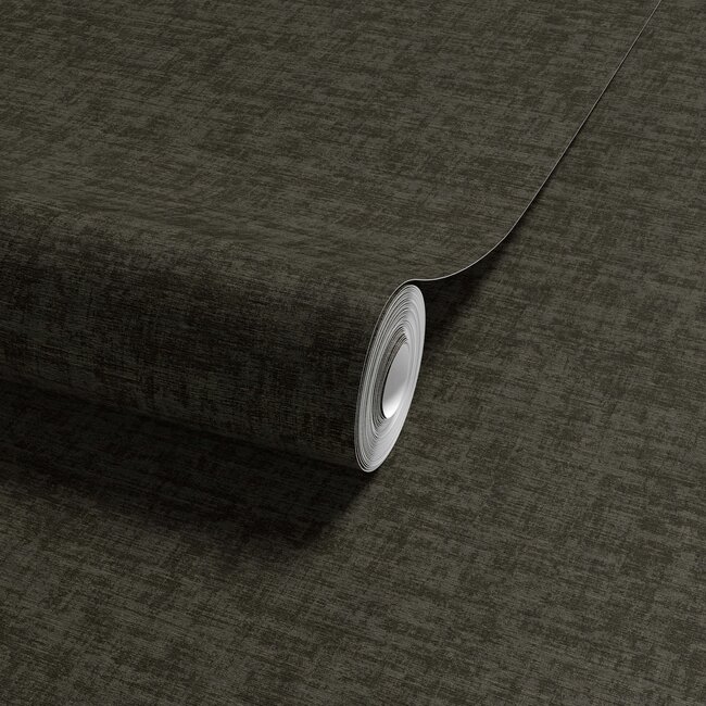 Dutch Wallcoverings Vliesbehang - Linen & Textures - uni black - VT10035