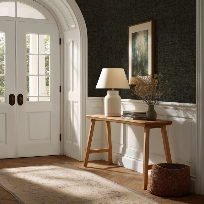 Dutch Wallcoverings Vliesbehang - Linen & Textures - uni black - VT10035