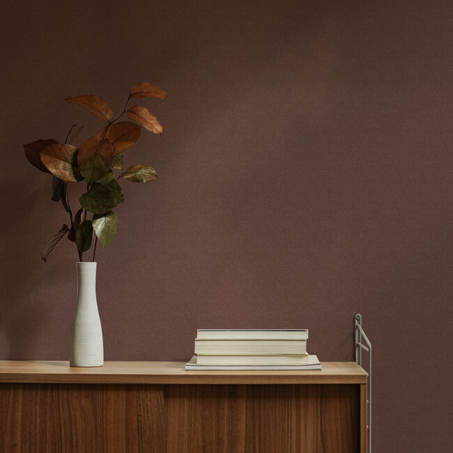 Dutch Wallcoverings Vliesbehang - Linen & Textures - uni roodbruin - VT10036