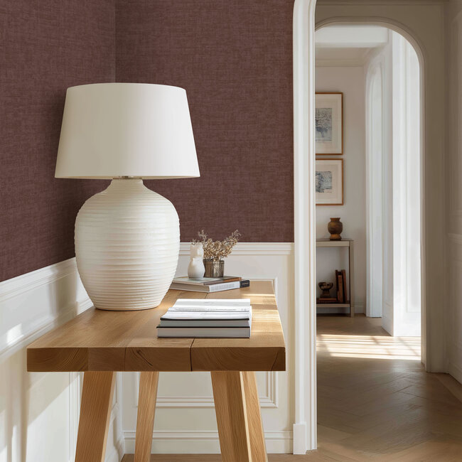 Dutch Wallcoverings Vliesbehang - Linen & Textures - uni roodbruin - VT10036