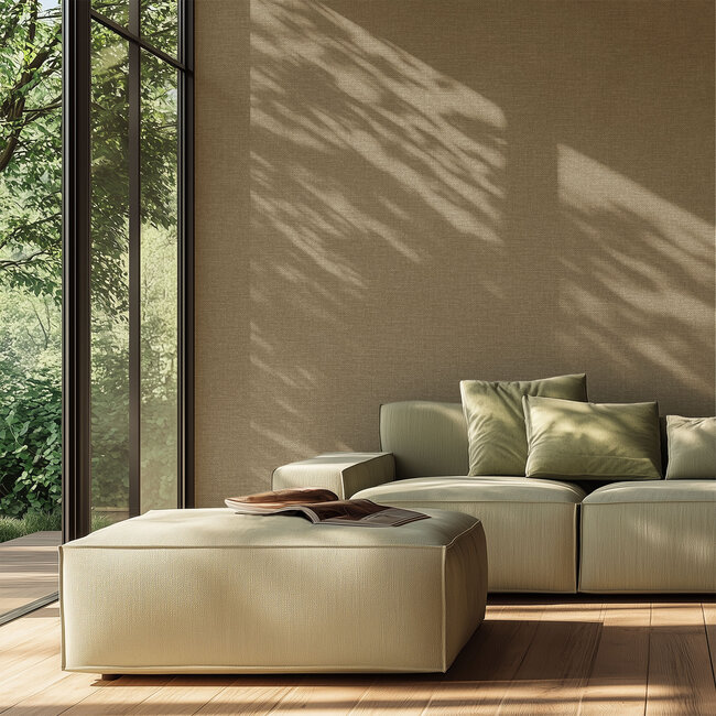 Dutch Wallcoverings Dutch Wallcoverings - Linen & Textures - uni bruin- Vliesbehang - 10m x 53cm - LT10028