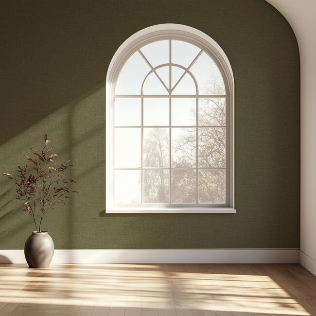 Dutch Wallcoverings Vliesbehang - Linen & Textures - uni groen - LT10036