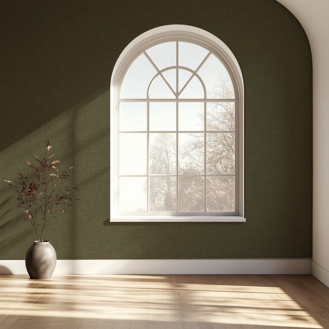 Dutch Wallcoverings Vliesbehang - Linen & Textures - uni groen - LT10037