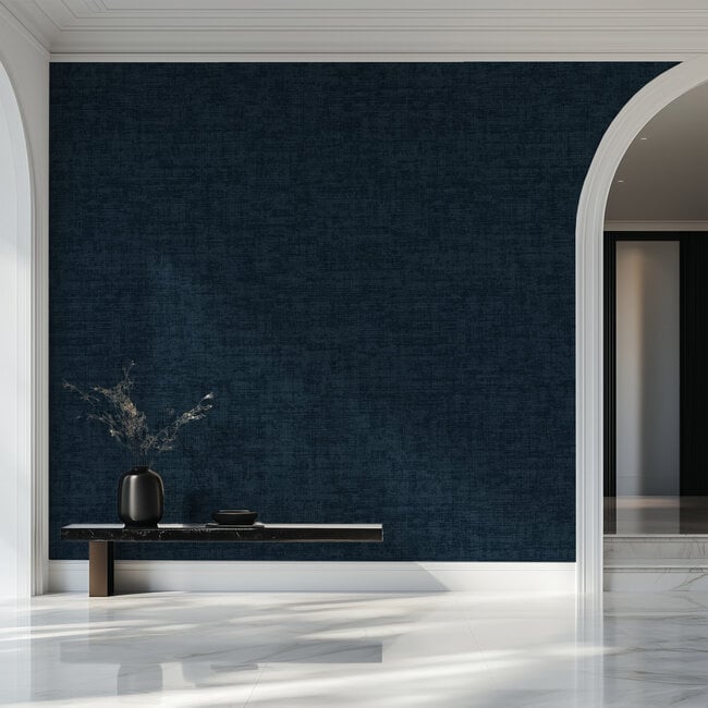 Dutch Wallcoverings Vliesbehang - Linen & Textures - uni blauw - VT10012