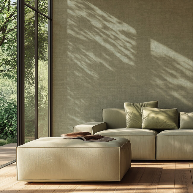 Dutch Wallcoverings Vliesbehang - Linen & Textures - uni groen - VT10014
