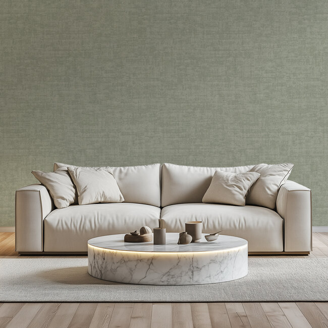 Dutch Wallcoverings Vliesbehang - Linen & Textures - uni groen - VT10014