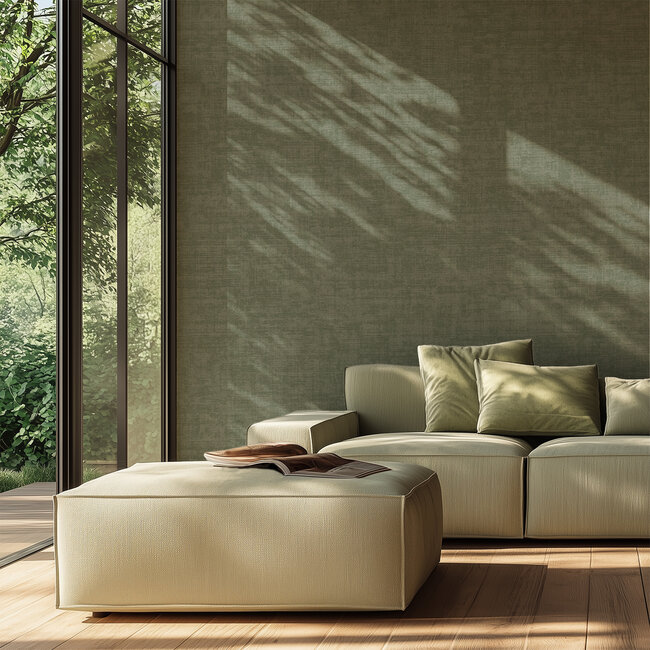 Dutch Wallcoverings Vliesbehang - Linen & Textures - uni groen - VT10016