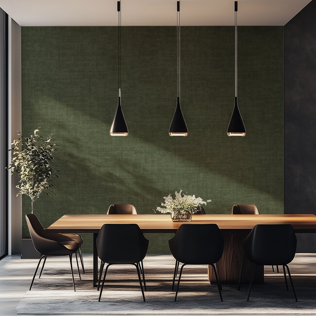 Dutch Wallcoverings Vliesbehang - Linen & Textures - uni groen - VT10018