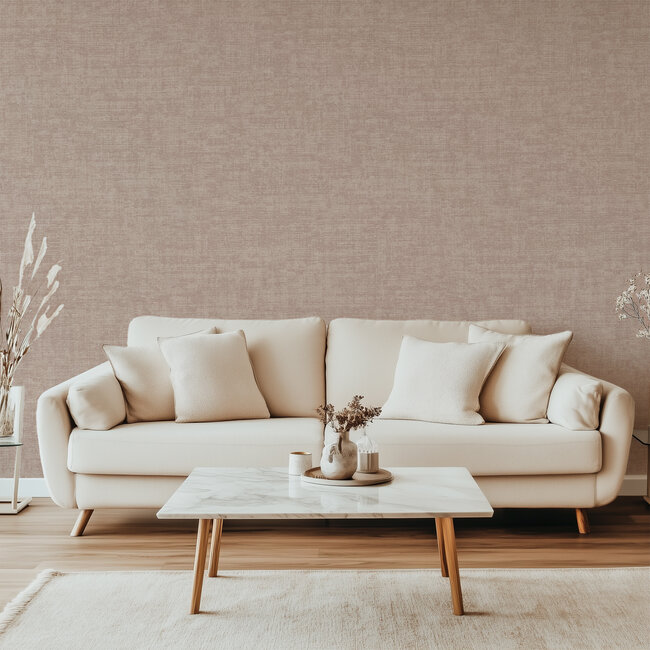 Dutch Wallcoverings Vliesbehang - Linen & Textures - uni roze - VT10021