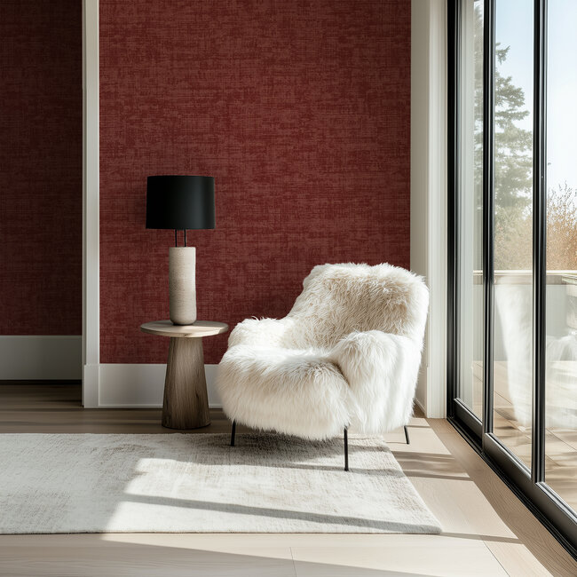 Dutch Wallcoverings Vliesbehang - Linen & Textures - uni rood - VT10023