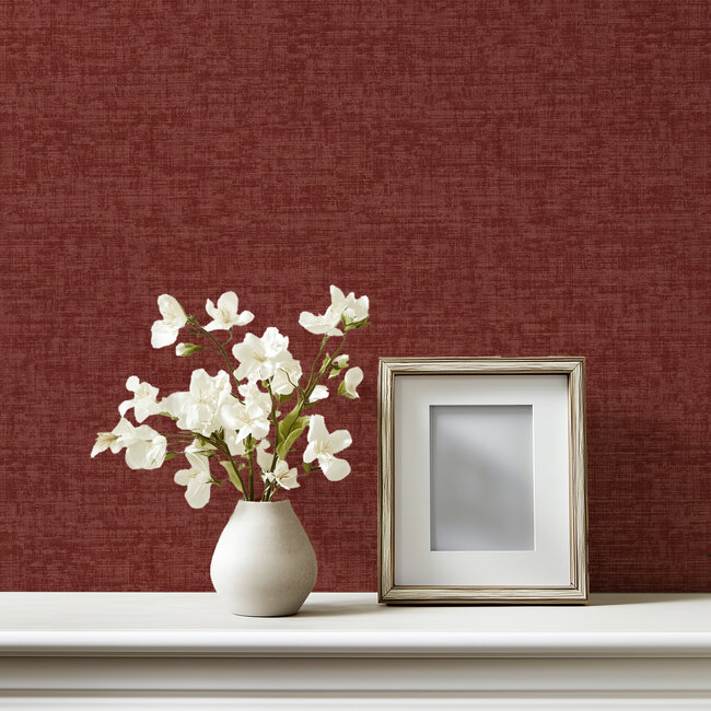Dutch Wallcoverings Vliesbehang - Linen & Textures - uni rood - VT10023