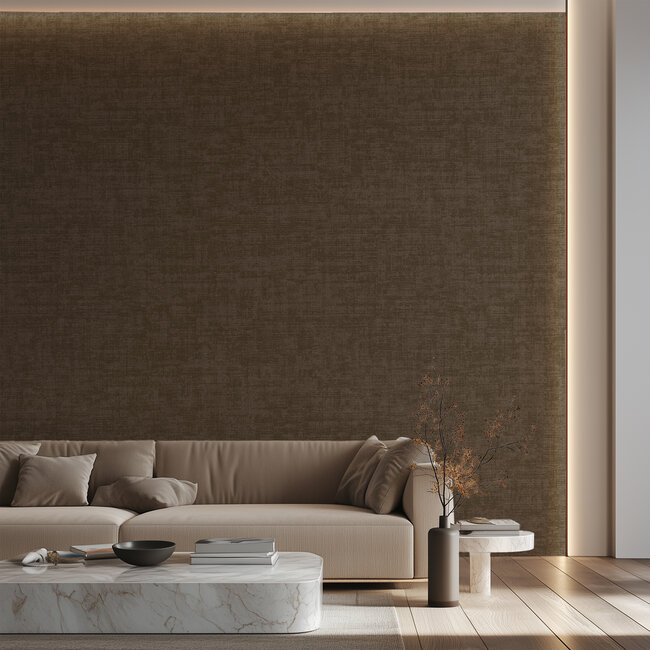 Dutch Wallcoverings Vliesbehang - Linen & Textures - uni bruin - VT10025