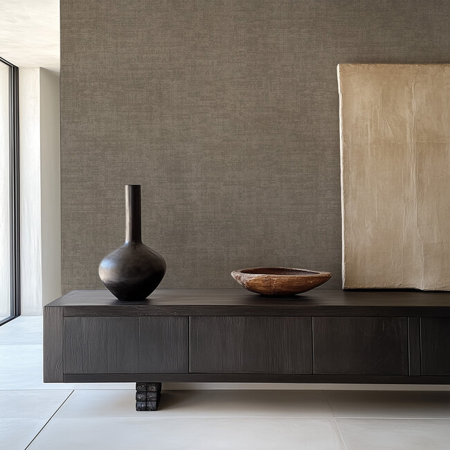 Dutch Wallcoverings Vliesbehang - Linen & Textures - uni bruin - VT10028