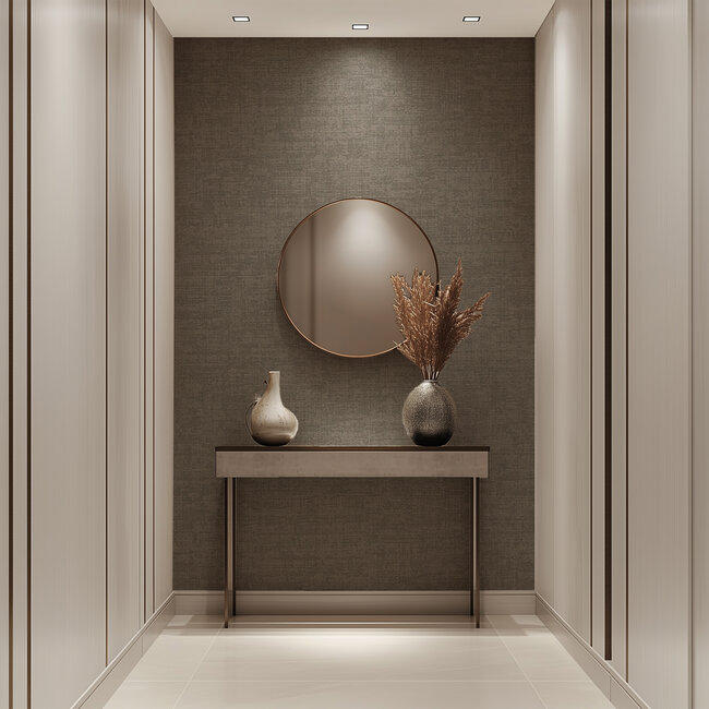 Dutch Wallcoverings Vliesbehang - Linen & Textures - uni bruin - VT10028