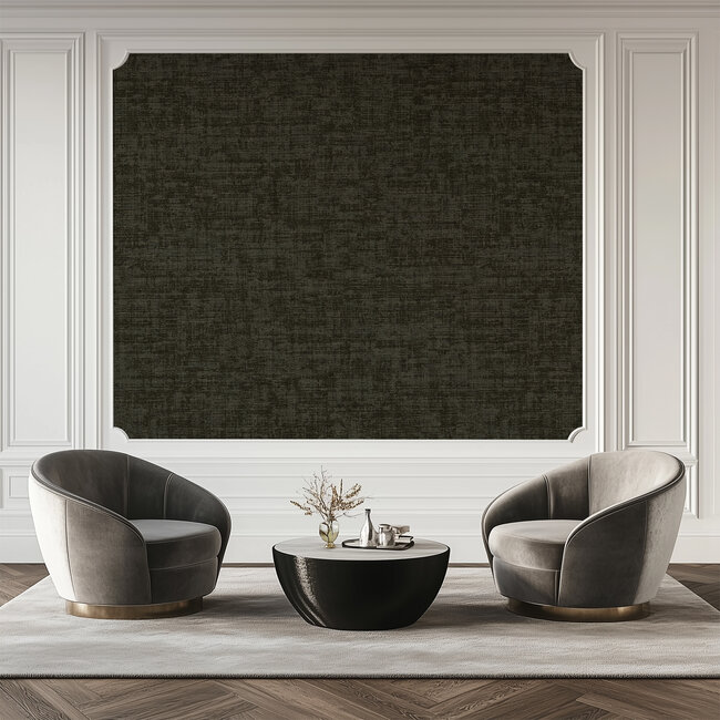 Dutch Wallcoverings Vliesbehang - Linen & Textures - uni black - VT10035