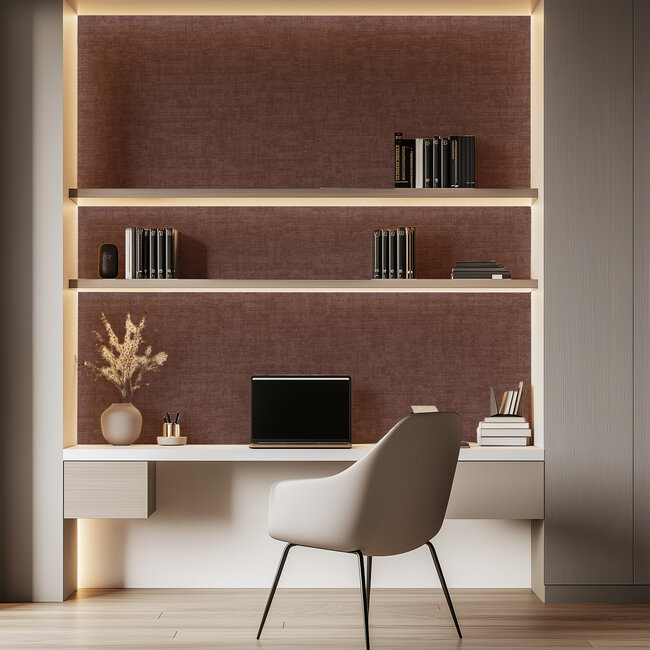 Dutch Wallcoverings Vliesbehang - Linen & Textures - uni roodbruin - VT10036