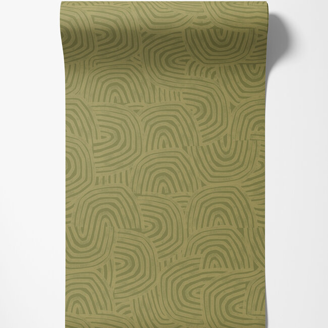 Dutch Wallcoverings Dutch Wallcoverings - FC Glasshouse- Venation Olive - Vliesbehang - 10m x 50cm - GHS50130W