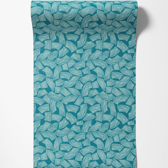 Dutch Wallcoverings Dutch Wallcoverings - FC Glasshouse- Elements Teal - Vliesbehang - 10m x 50cm - GHS50163W