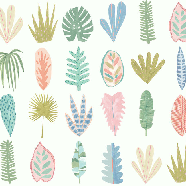 Dutch Wallcoverings Dutch Wallcoverings - FC Glasshouse- Leaf Boogie Pastel - Vliesbehang - 10m x 50cm - GHS50101W