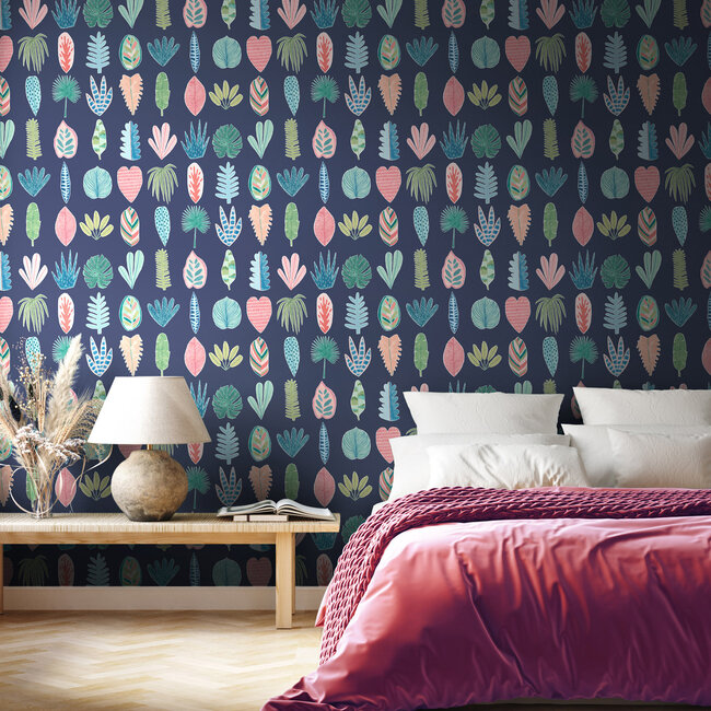 Dutch Wallcoverings Dutch Wallcoverings - FC Glasshouse- Leaf Boogie Ink Twist - Vliesbehang - 10m x 50cm - GHS50102W