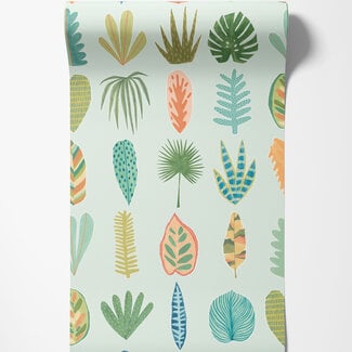 Dutch Wallcoverings Dutch Wallcoverings - FC Glasshouse- Leaf Boogie Duckegg Twist - GHS50103W