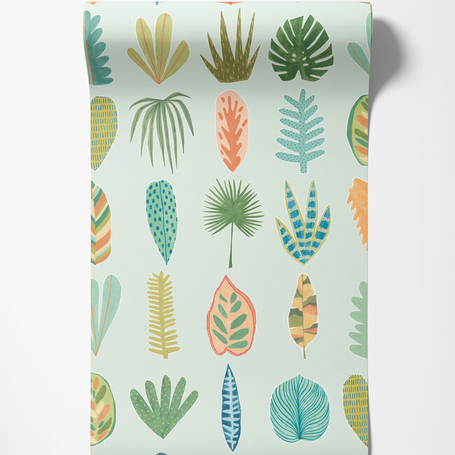 Dutch Wallcoverings Dutch Wallcoverings - FC Glasshouse- Leaf Boogie Duckegg Twist - Vliesbehang - 10m x 50cm - GHS50103W