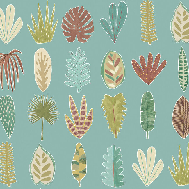 Dutch Wallcoverings Dutch Wallcoverings - FC Glasshouse- Leaf Boogie Seafoam  - Vliesbehang - 10m x 50cm - GHS50104W