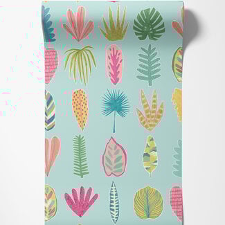 Dutch Wallcoverings Dutch Wallcoverings - FC Glasshouse- Leaf Boogie Aqua/Raspberry - GHS50109W