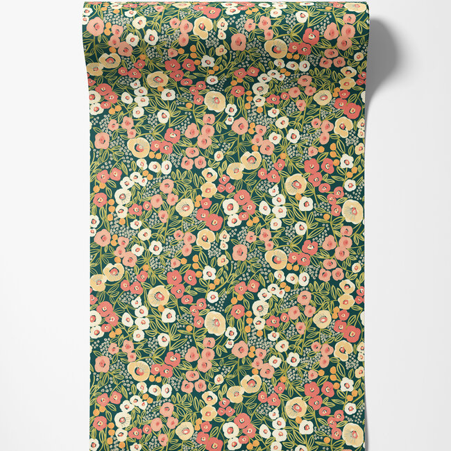 Dutch Wallcoverings Dutch Wallcoverings - FC Glasshouse- Flora Ditsy Juniper/Ginger - Vliesbehang - 10m x 50cm - GHS50114W