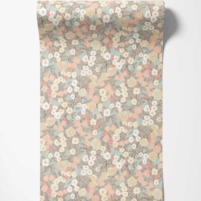 Dutch Wallcoverings Dutch Wallcoverings - FC Glasshouse- Flora Ditsy Peach/Dove  - Vliesbehang - 10m x 50cm - GHS50116W