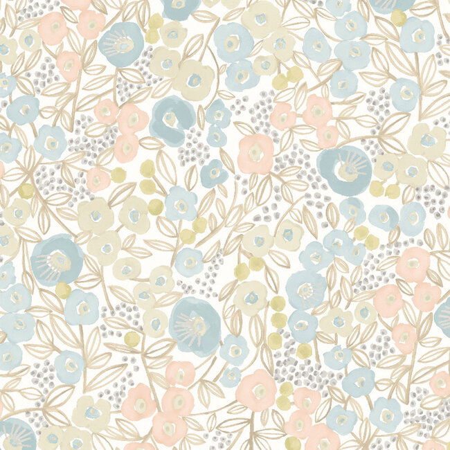 Dutch Wallcoverings Dutch Wallcoverings - FC Glasshouse- Flora Ditsy Silver  - Vliesbehang - 10m x 50cm - GHS50117W