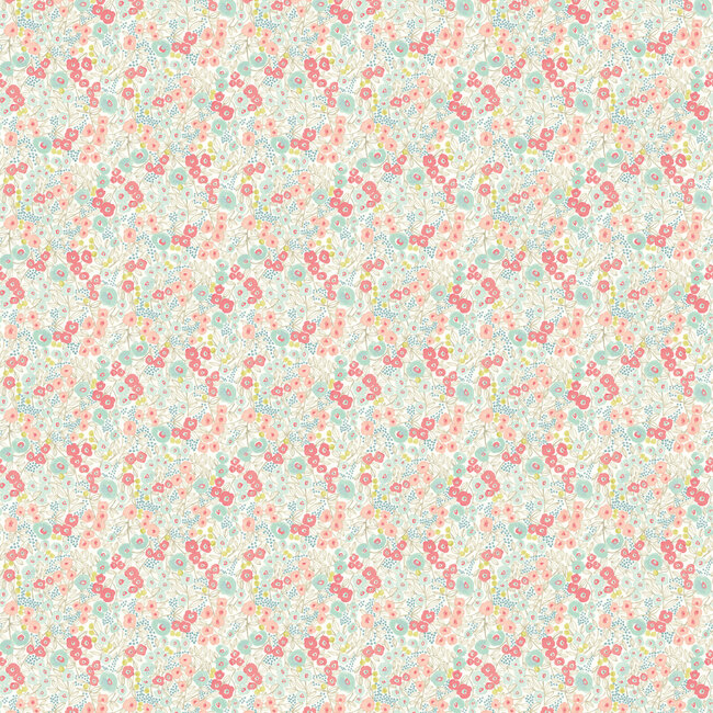 Dutch Wallcoverings Dutch Wallcoverings - FC Glasshouse- Flora Coral/Sky - Vliesbehang - 10m x 50cm - GHS50118W