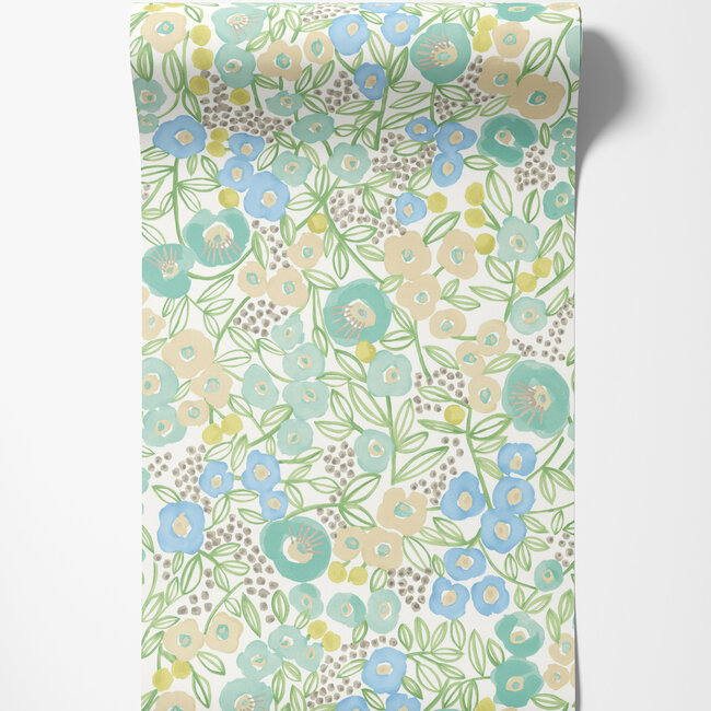 Dutch Wallcoverings Dutch Wallcoverings - FC Glasshouse- Flora Teal - Vliesbehang - 10m x 50cm - GHS50119W