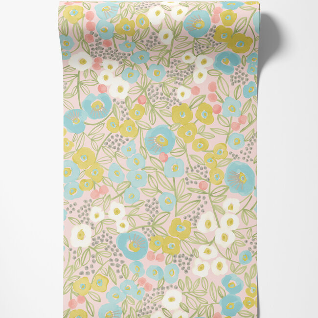 Dutch Wallcoverings Dutch Wallcoverings - FC Glasshouse- Flora Blush/Lime - Vliesbehang - 10m x 50cm - GHS50120W