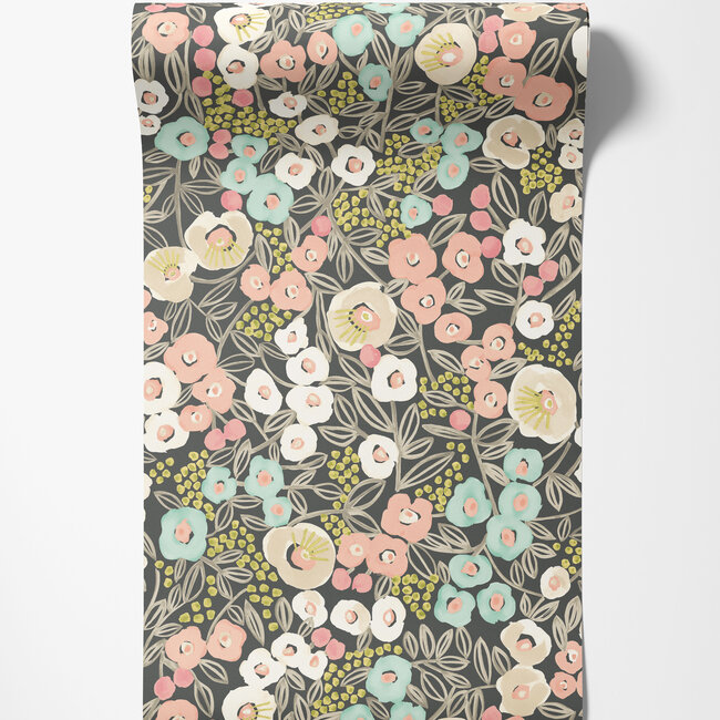 Dutch Wallcoverings Dutch Wallcoverings - FC Glasshouse- Flora Midnight Blush - Vliesbehang - 10m x 50cm - GHS50121W