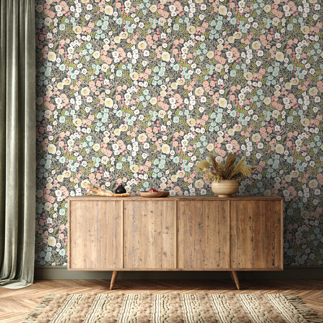 Dutch Wallcoverings Dutch Wallcoverings - FC Glasshouse- Flora Midnight Blush - Vliesbehang - 10m x 50cm - GHS50121W