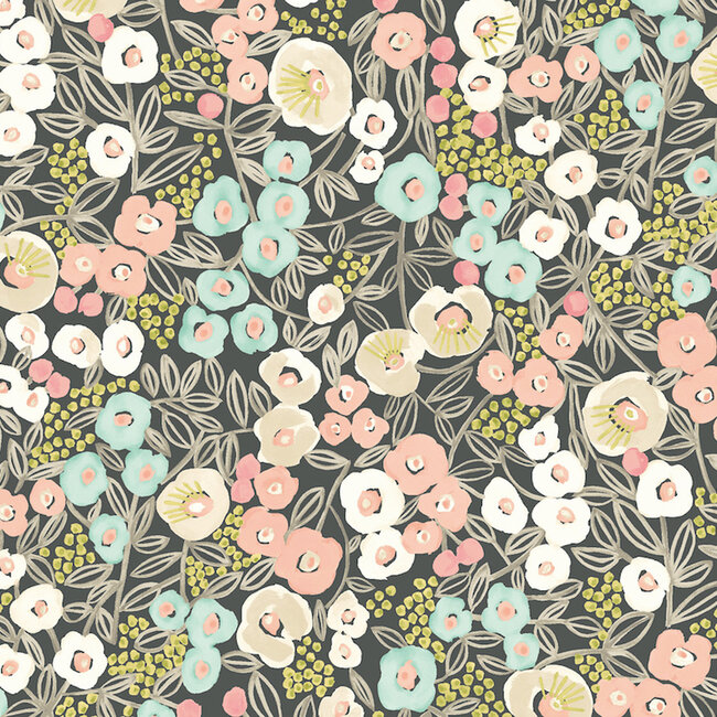Dutch Wallcoverings Dutch Wallcoverings - FC Glasshouse- Flora Midnight Blush - Vliesbehang - 10m x 50cm - GHS50121W