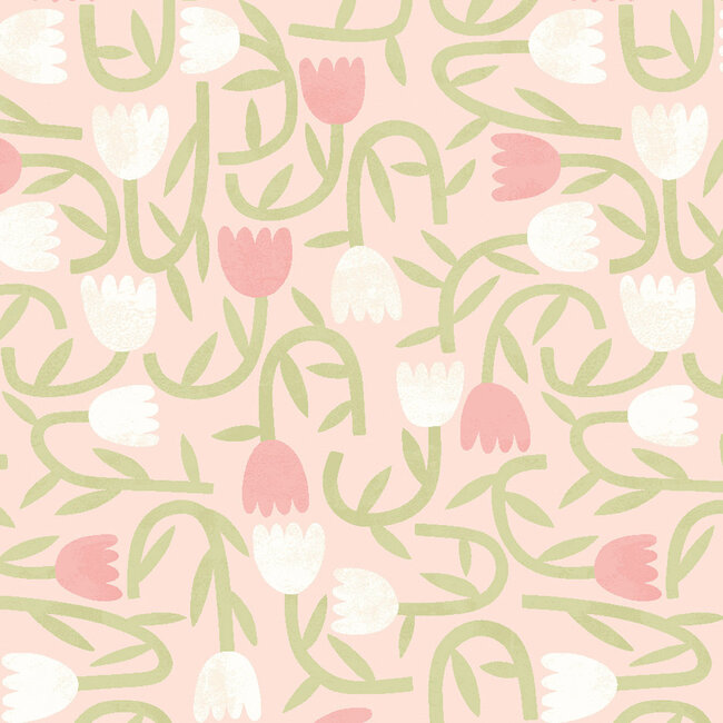 Dutch Wallcoverings Dutch Wallcoverings - FC Glasshouse- Tiny Tulip Blush  - Vliesbehang - 10m x 50cm - GHS50133W