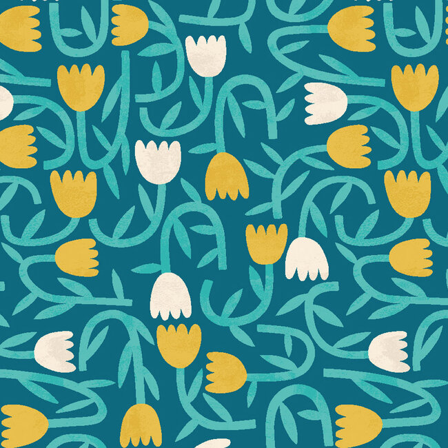 Dutch Wallcoverings Dutch Wallcoverings - FC Glasshouse- Tiny Tulip Azure - Vliesbehang - 10m x 50cm - GHS50136W