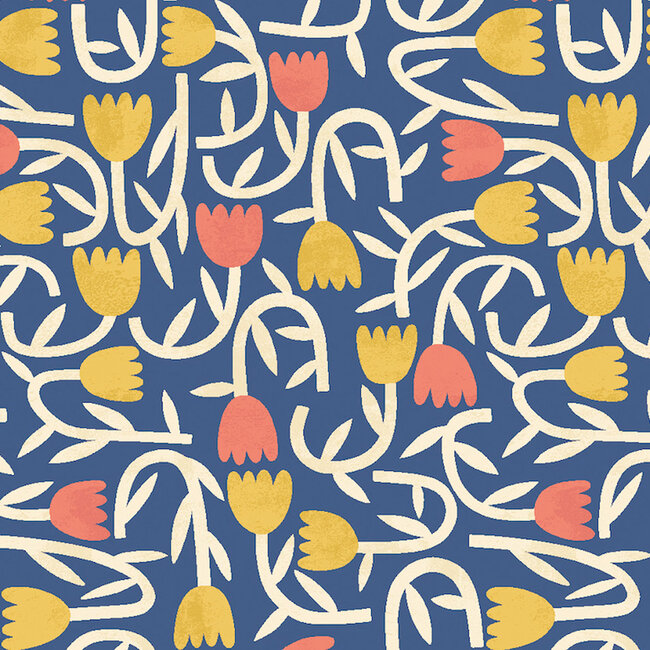 Dutch Wallcoverings Dutch Wallcoverings - FC Glasshouse- Tiny Tulip Indigo - Vliesbehang - 10m x 50cm - GHS50137W