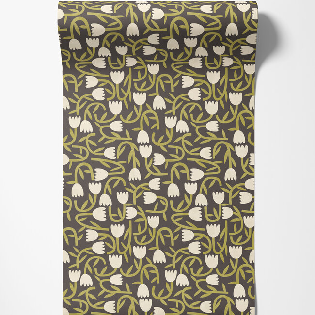 Dutch Wallcoverings Dutch Wallcoverings - FC Glasshouse- Tiny Tulip Midnight - Vliesbehang - 10m x 50cm - GHS50140W