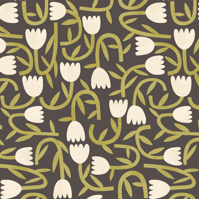 Dutch Wallcoverings Dutch Wallcoverings - FC Glasshouse- Tiny Tulip Midnight - Vliesbehang - 10m x 50cm - GHS50140W