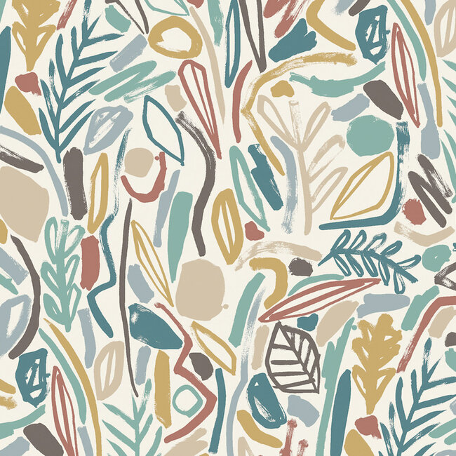 Dutch Wallcoverings Dutch Wallcoverings - FC Glasshouse- Verdure Teal/Cinnamon - Vliesbehang - 10m x 50cm - GHS50148W