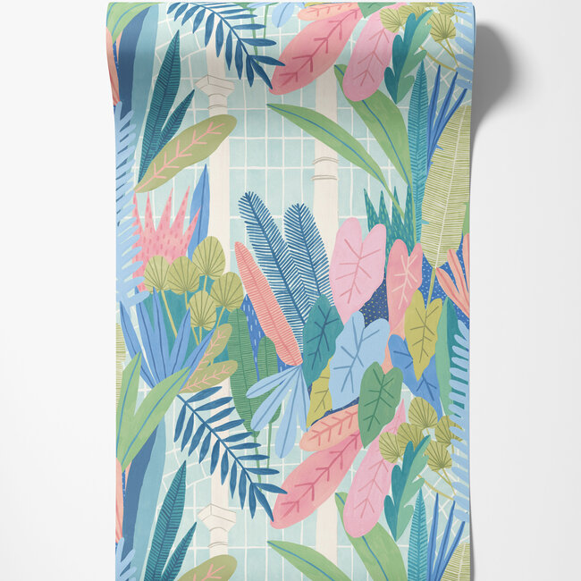 Dutch Wallcoverings Dutch Wallcoverings - FC Glasshouse- Glasshouse Indigo/Pink - Vliesbehang - 10m x 50cm - GHS50151W