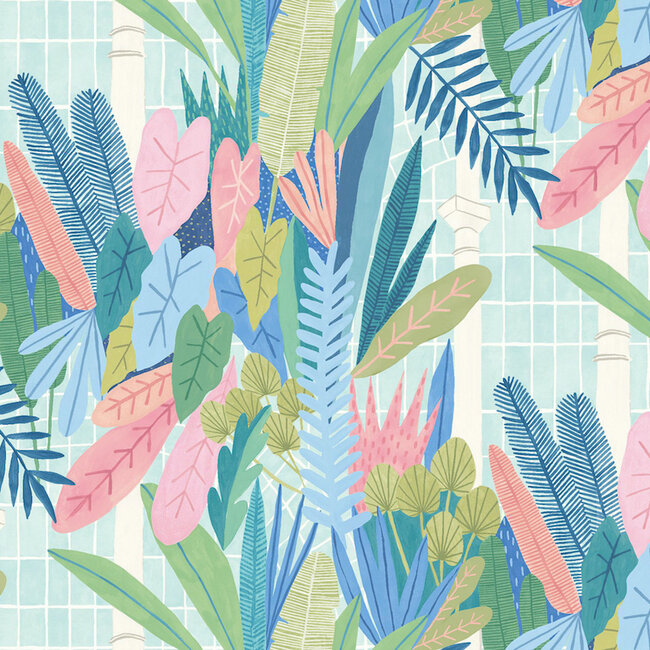 Dutch Wallcoverings Dutch Wallcoverings - FC Glasshouse- Glasshouse Indigo/Pink - Vliesbehang - 10m x 50cm - GHS50151W