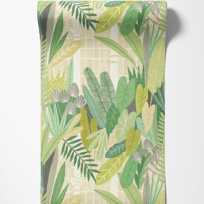 Dutch Wallcoverings Dutch Wallcoverings - FC Glasshouse- Glasshouse Sage/Chartreuse - Vliesbehang - 10m x 50cm - GHS50154W