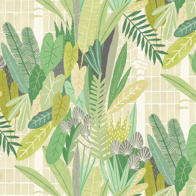 Dutch Wallcoverings Dutch Wallcoverings - FC Glasshouse- Glasshouse Sage/Chartreuse - Vliesbehang - 10m x 50cm - GHS50154W