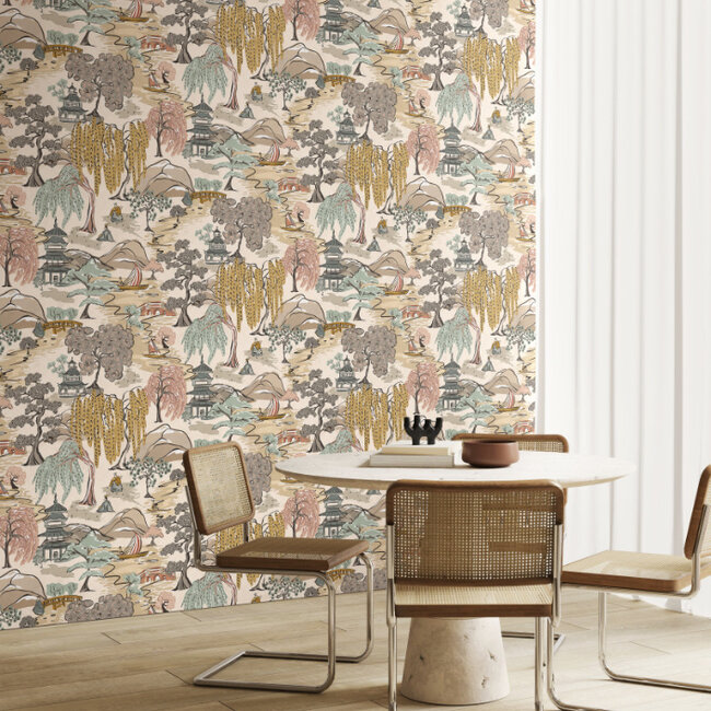 Dutch Wallcoverings Dutch Wallcoverings - Hanashi - Oka Perfect Almond - Vliesbehang - 10m x 50cm - HAN50101W