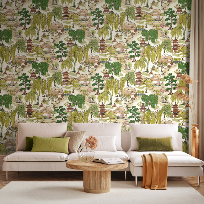 Dutch Wallcoverings Dutch Wallcoverings - Hanashi - Oka Evergreen - Vliesbehang - 10m x 50cm - HAN50102W