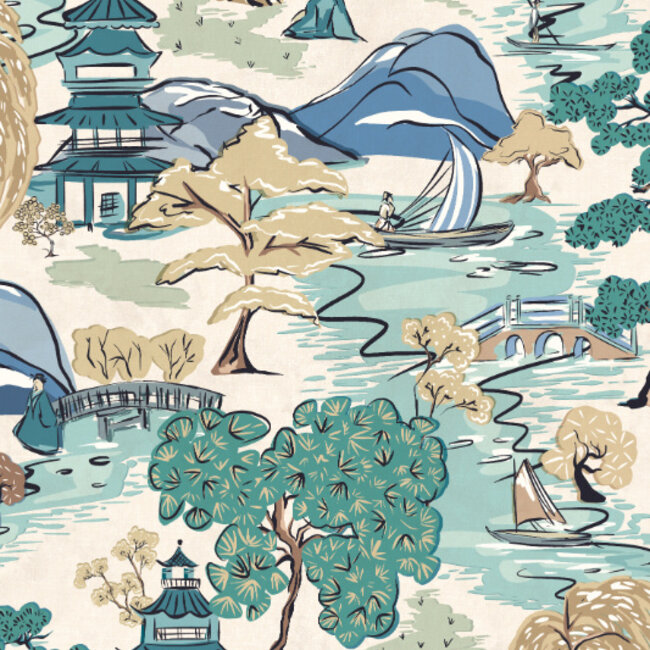 Dutch Wallcoverings Dutch Wallcoverings - Hanashi - Oka Indigo - Vliesbehang - 10m x 50cm - HAN50103W
